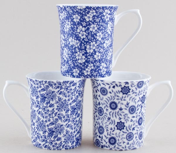 Mugs set of 3 Apple Blossom, Udai Palace and Victorian Chintz Blue